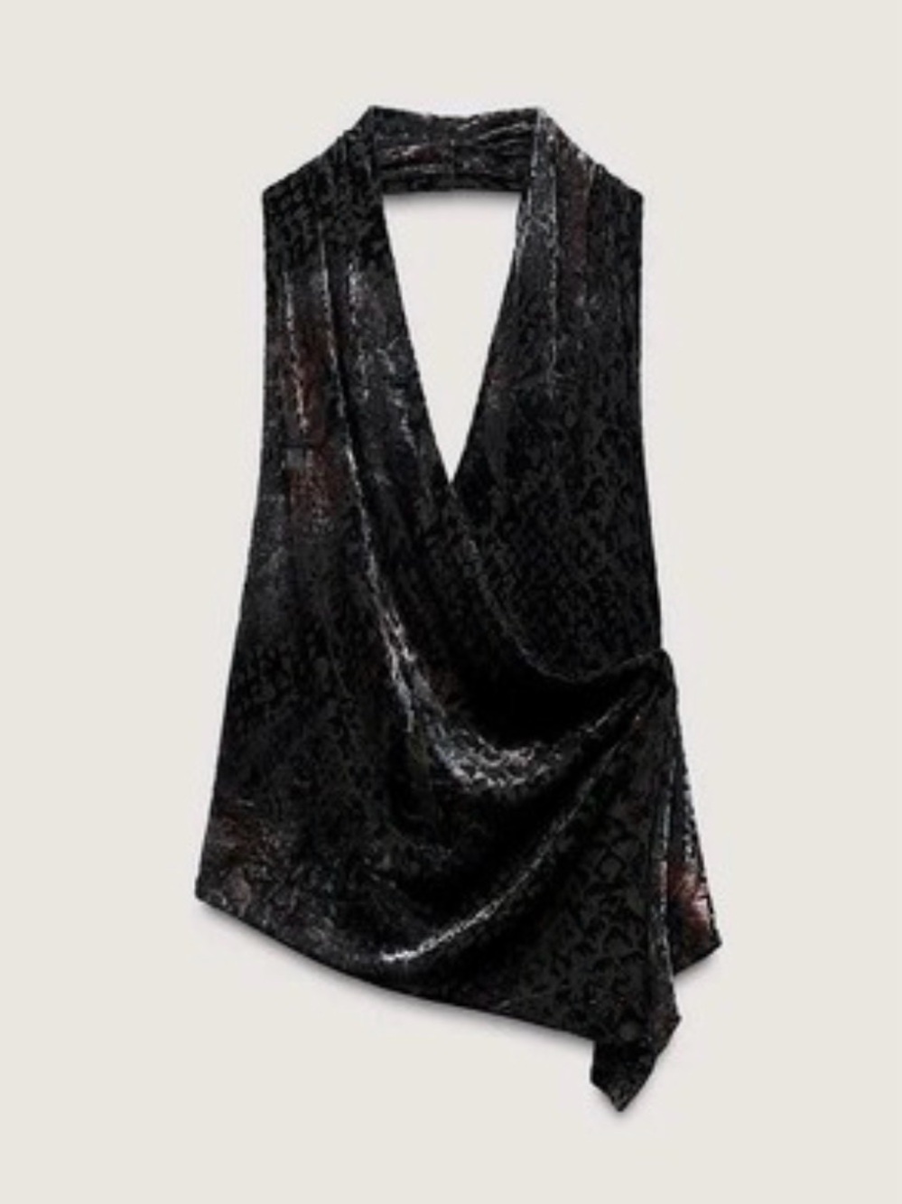 Zara Black Velvet Drape-Front Camisole